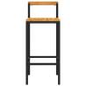 Bar Stools Set of 4 - Black Poly Rattan & Solid Wood Acacia