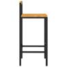 Bar Stools Set of 4 - Black Poly Rattan & Solid Wood Acacia
