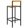Bar Stools Set of 4 - Black Poly Rattan & Solid Wood Acacia