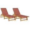 Sun Loungers 2 pcs Red Acacia & Fabric - Relax in Style