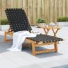 Sun Lounger with Table Black Solid Wood Acacia and Fabric Colour black Quantity in Package 1 Model with table 