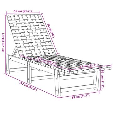 Sun Lounger with Table - Black Solid Wood & Fabric | HipoMarket