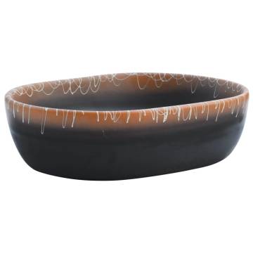 Countertop Basin Black & Orange Ceramic 47x33 cm - Chic Design