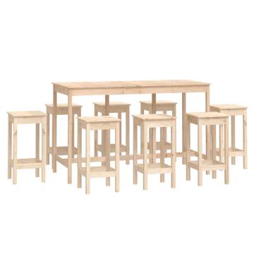 9 Piece Solid Pine Bar Set - Rustic Wooden Design