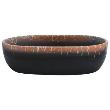 Countertop Basin Black & Orange Ceramic 47x33 cm - Chic Design