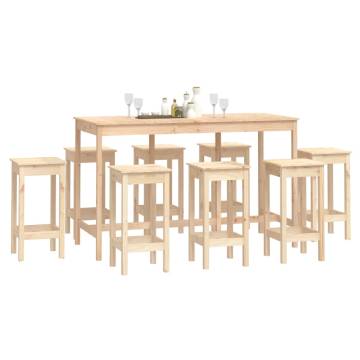 9 Piece Solid Pine Bar Set - Rustic Wooden Design