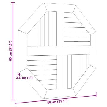 Octagonal Solid Wood Teak Table Top 80x80 cm | HipoMarket