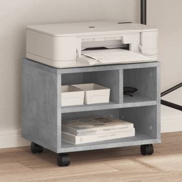 Printer Stand with Wheels - Concrete Grey 41x32x34.5 cm