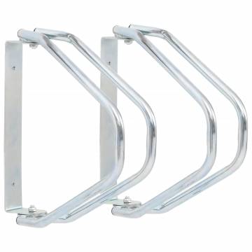 Wall Mounted Bicycle Stand - 2 Pcs Galvanised Steel | Hipomarket