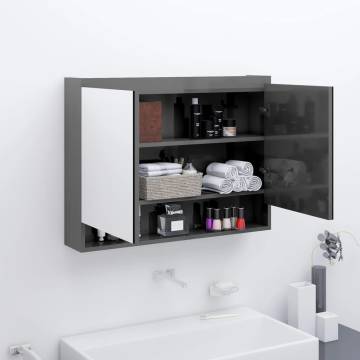 Stylish Bathroom Mirror Cabinet 80x15x60 cm in Shining Grey