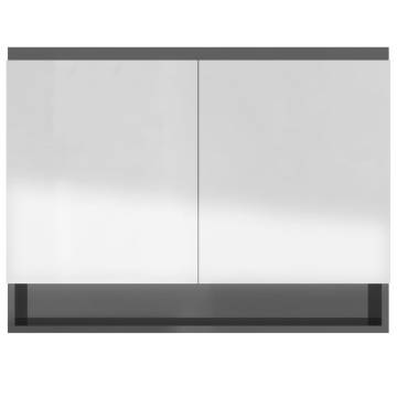 Stylish Bathroom Mirror Cabinet 80x15x60 cm in Shining Grey