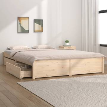 Stylish 200x200 cm Bed Frame with Drawers | Hipo Market