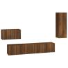 4 Piece TV Cabinet Set - Brown Oak Engineered Wood | HipoMarket