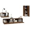 4 Piece TV Cabinet Set - Brown Oak Engineered Wood | HipoMarket