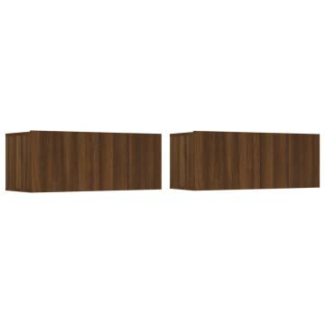 4 Piece TV Cabinet Set - Brown Oak Engineered Wood | HipoMarket