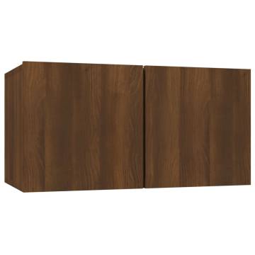 4 Piece TV Cabinet Set - Brown Oak Engineered Wood | HipoMarket