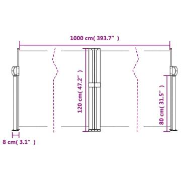 Retractable Side Awning Dark Green 120x1000 cm | Hipo Market