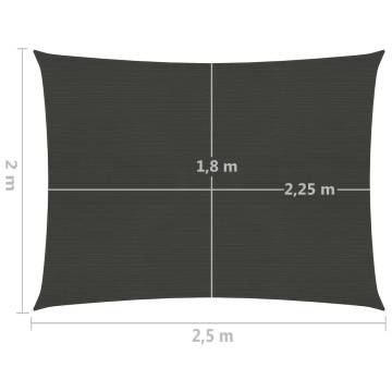 Sunshade Sail 160 g/m² Anthracite 2x2.5 m | HDPE Outdoor Shelter