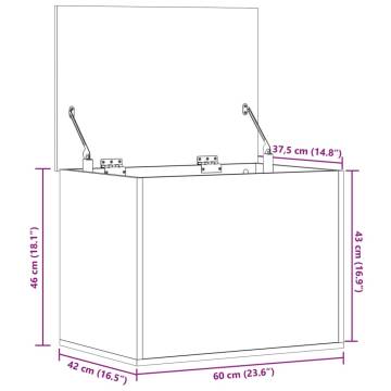 Storage Box Black 60x42x46 cm | Durable Engineered Wood