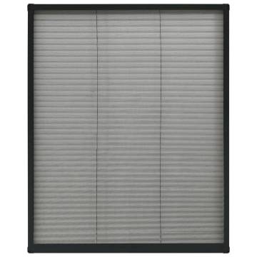 Plisse Insect Screen for Windows - Aluminium Anthracite 80x100 cm