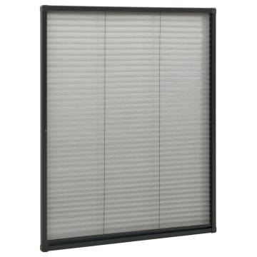 Plisse Insect Screen for Windows - Aluminium Anthracite 80x100 cm