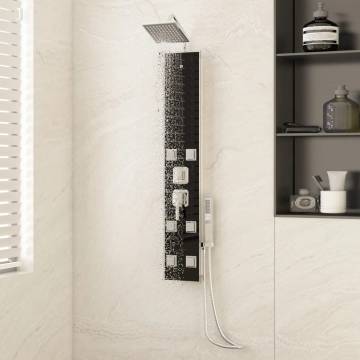 Stylish Shower Panel Unit - Black Glass 18x45.5x130 cm