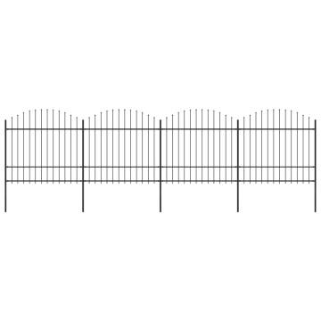 Garden Fence with Spear Top Steel - 6.8m Black | HipoMarket