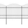 Garden Fence with Spear Top Steel - 6.8m Black | HipoMarket