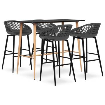 5 Piece Bar Set Black and Grey - Modern Design for Homes & Bars