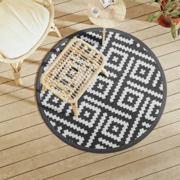 Trendy Outdoor Carpet White and Black Ø120 cm | HipoMarket