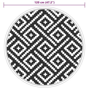 Trendy Outdoor Carpet White and Black Ø120 cm | HipoMarket