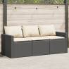 Garden Sofa with Cushions 3-Seater Black Poly Rattan Colour cream white Quantity in Package 1 