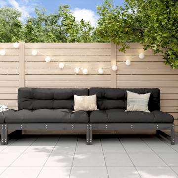 Garden Middle Sofas 2 pcs Grey | Solid Wood Pine - Hipo Market