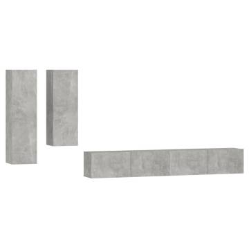 4 Piece Concrete Grey TV Cabinet Set - Stylish & Practical