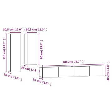 4 Piece Concrete Grey TV Cabinet Set - Stylish & Practical