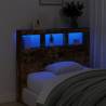 Headboard Cabinet with LED Smoked Oak - Modern Bedroom Style