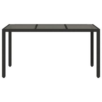 Stylish Garden Table with Glass Top - 150x90 cm Black