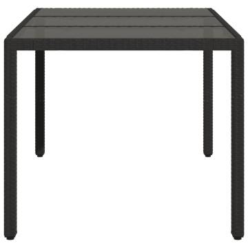 Stylish Garden Table with Glass Top - 150x90 cm Black