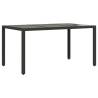 Stylish Garden Table with Glass Top - 150x90 cm Black