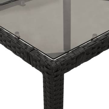 Stylish Garden Table with Glass Top - 150x90 cm Black