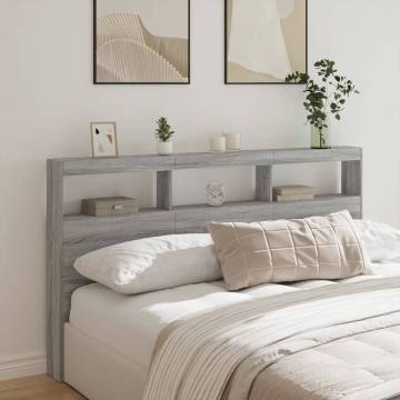 Headboard Cabinet with LED Grey Sonoma - Modern Bedroom Design