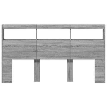 Headboard Cabinet with LED Grey Sonoma - Modern Bedroom Design