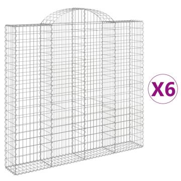 Arched Gabion Baskets - 6 pcs Galvanised Iron 200x30x180/200 cm