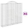 Arched Gabion Baskets - 6 pcs Galvanised Iron 200x30x180/200 cm