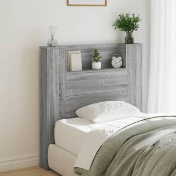 Stylish Grey Sonoma Headboard Cabinet with LED - 100x16.5x103.5 cm