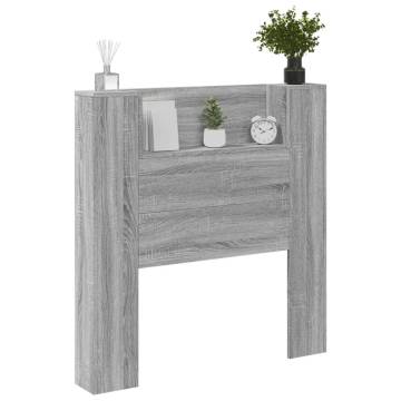 Stylish Grey Sonoma Headboard Cabinet with LED - 100x16.5x103.5 cm