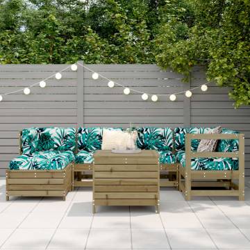 7 Piece Garden Sofa Set - Durable Pine Wood | Hipo Market