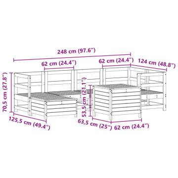 7 Piece Garden Sofa Set - Durable Pine Wood | Hipo Market