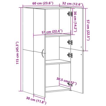 File Cabinet White 60x32x115 cm - Stylish & Practical Storage