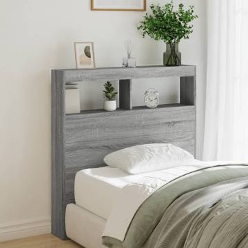 Headboard Cabinet with LED in Grey Sonoma - Stylish & Functional